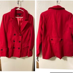 Harve Bernard Red Peacoat hip length